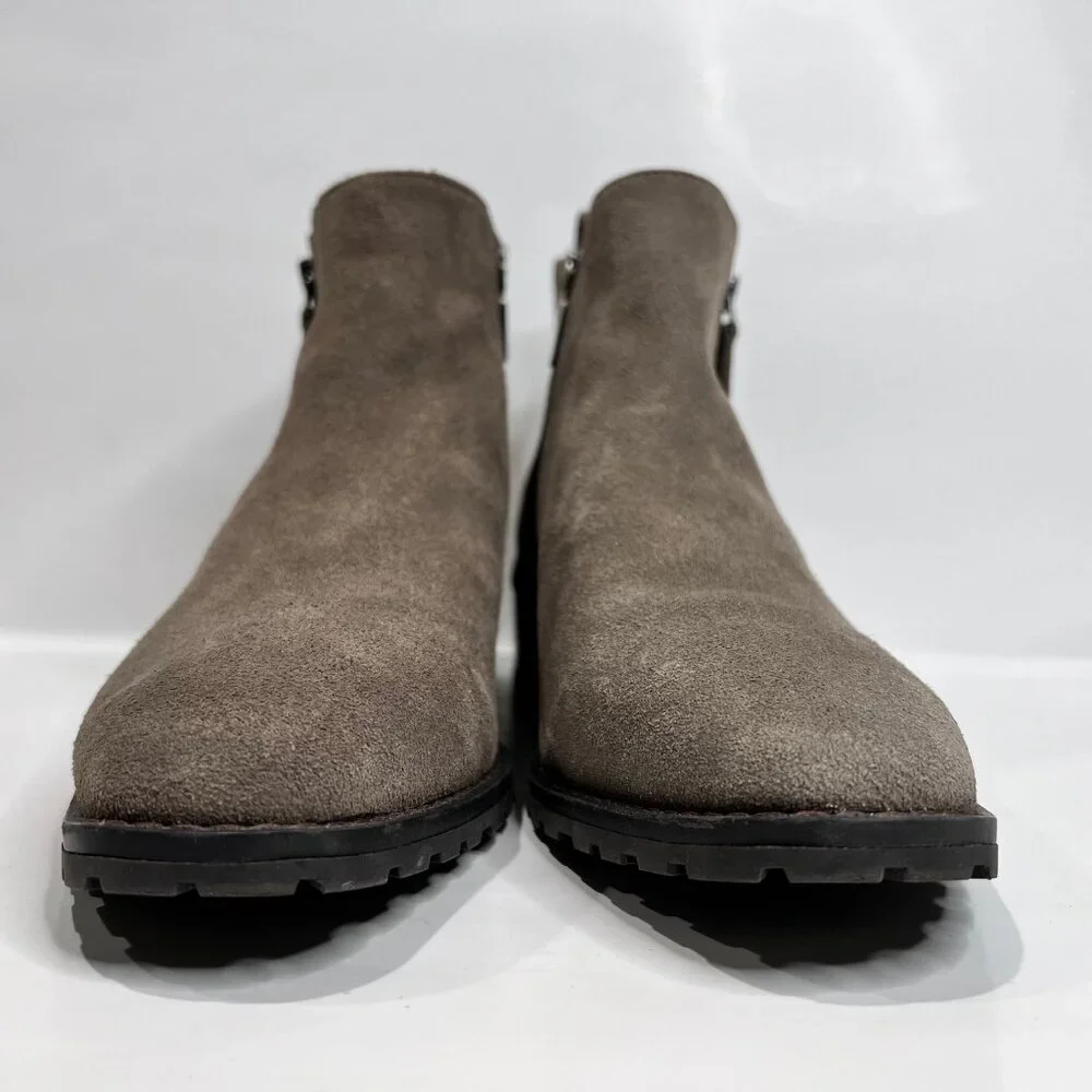 Classic Stylish Staple Women Brown Sanction Waterproof Suede Zip Ankle Boots